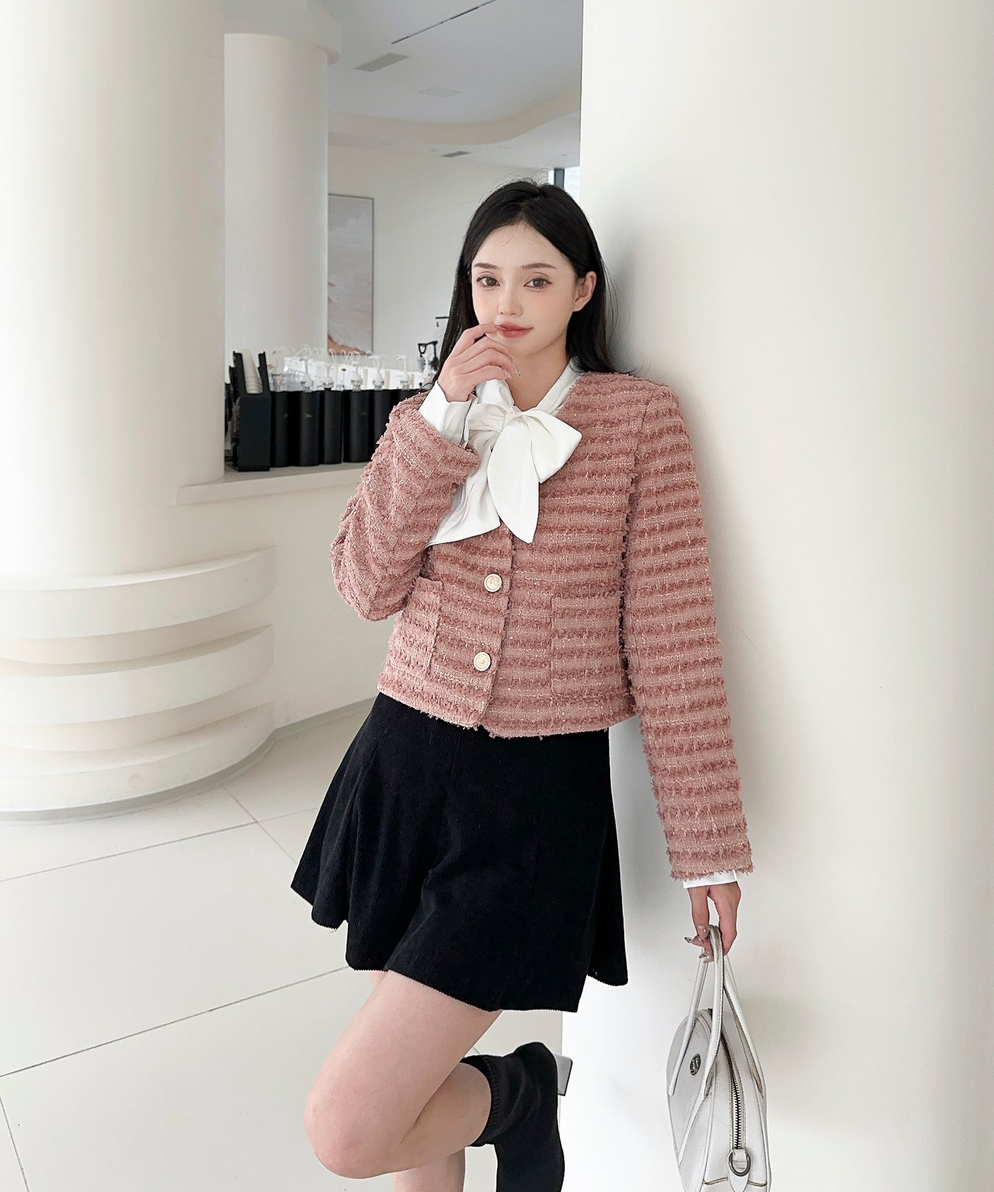 【Jasmine】フリンジノーカラージャケット