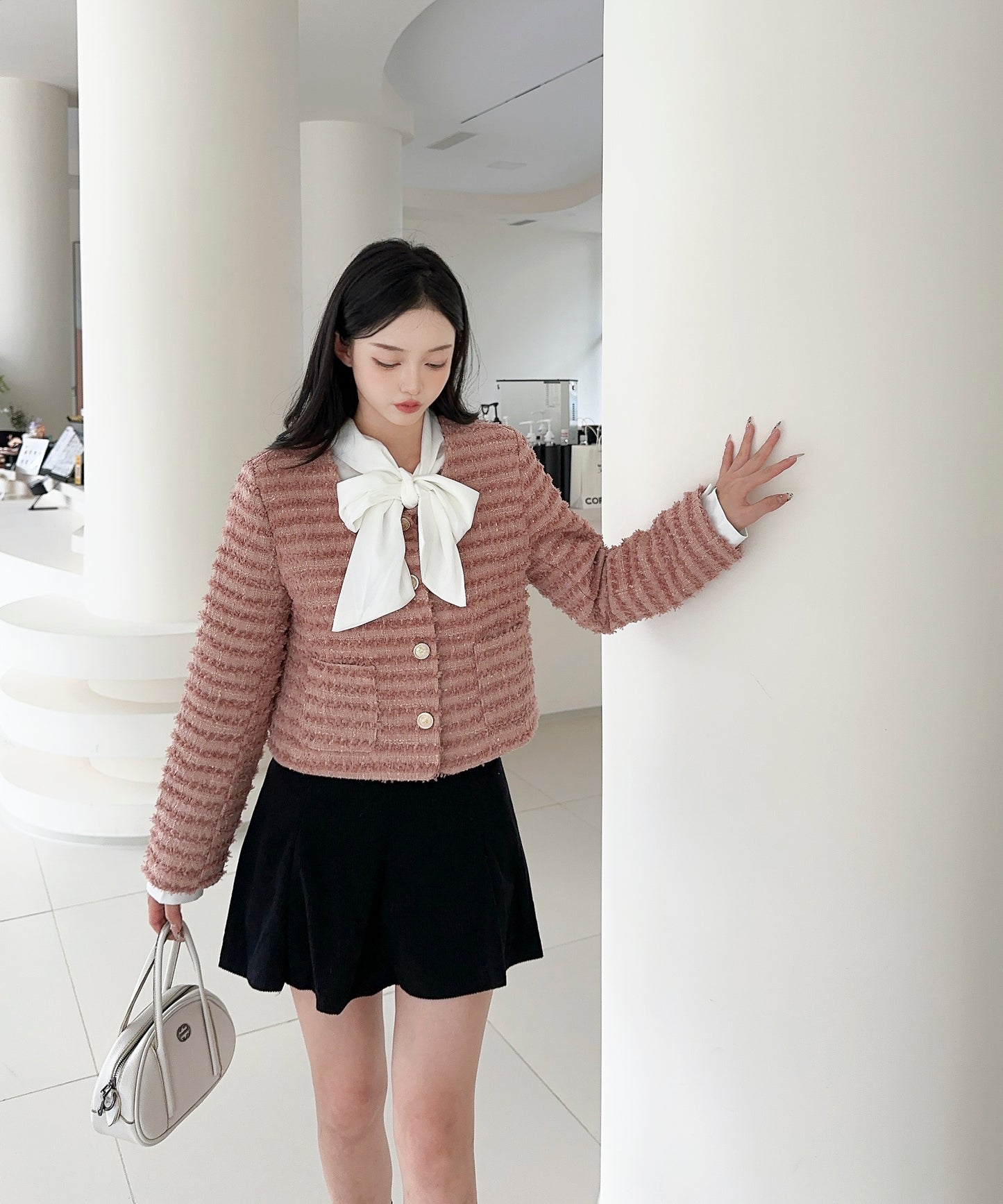 【Jasmine】フリンジノーカラージャケット