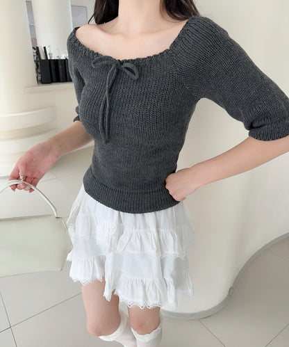 【Jasmine】2WAYフロントリボンニットプルオーバー