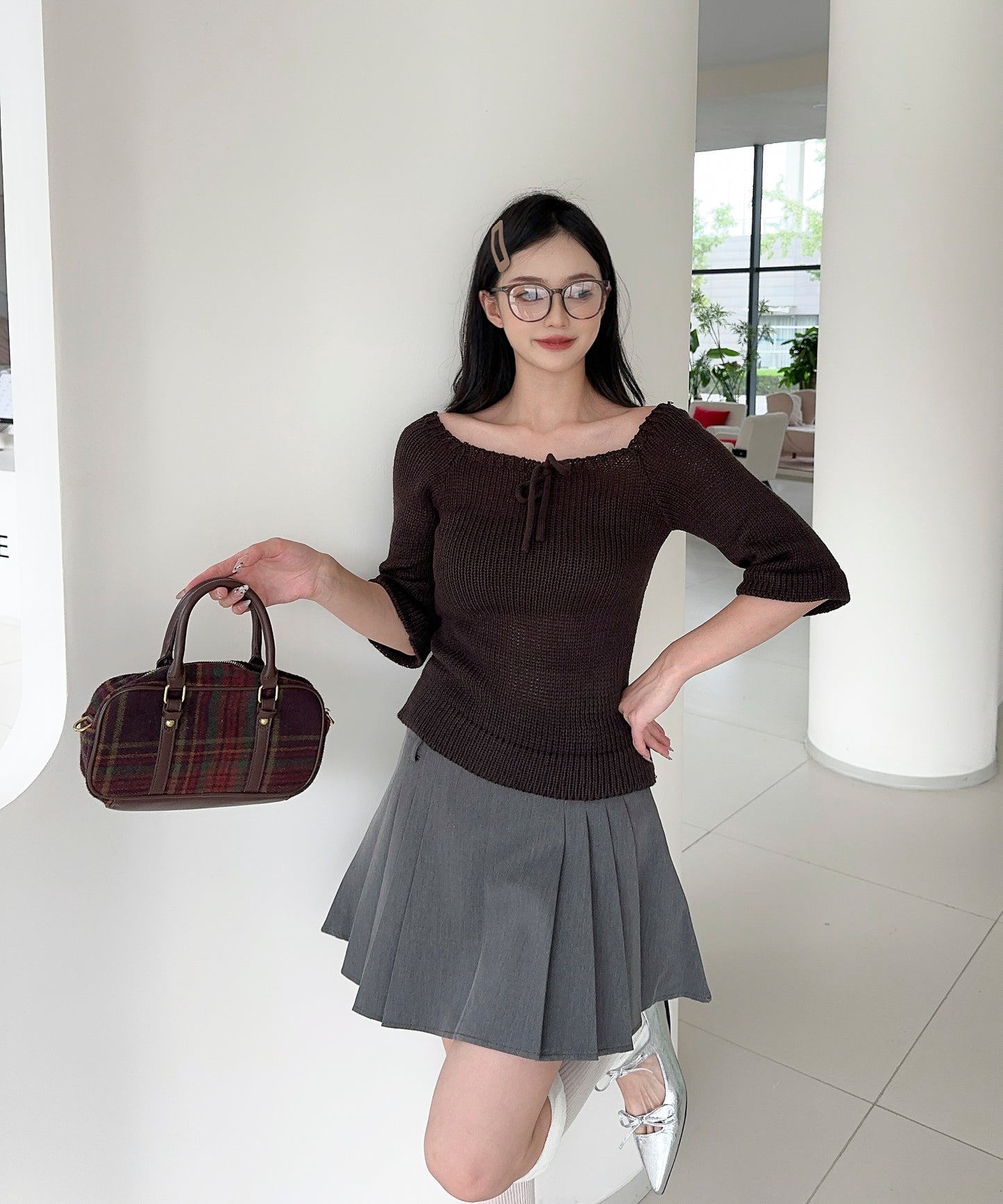 【Jasmine】2WAYフロントリボンニットプルオーバー