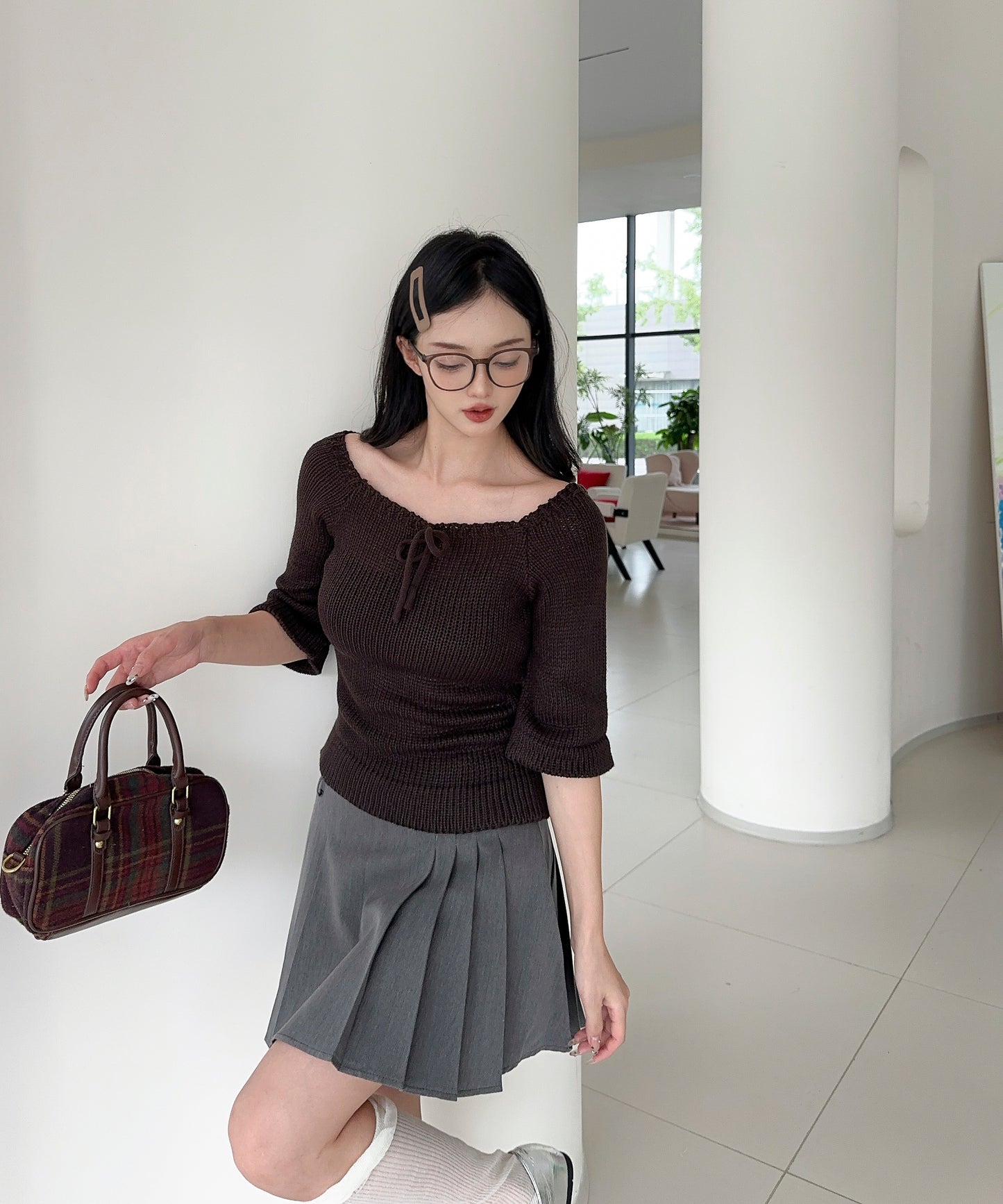 【Jasmine】2WAYフロントリボンニットプルオーバー