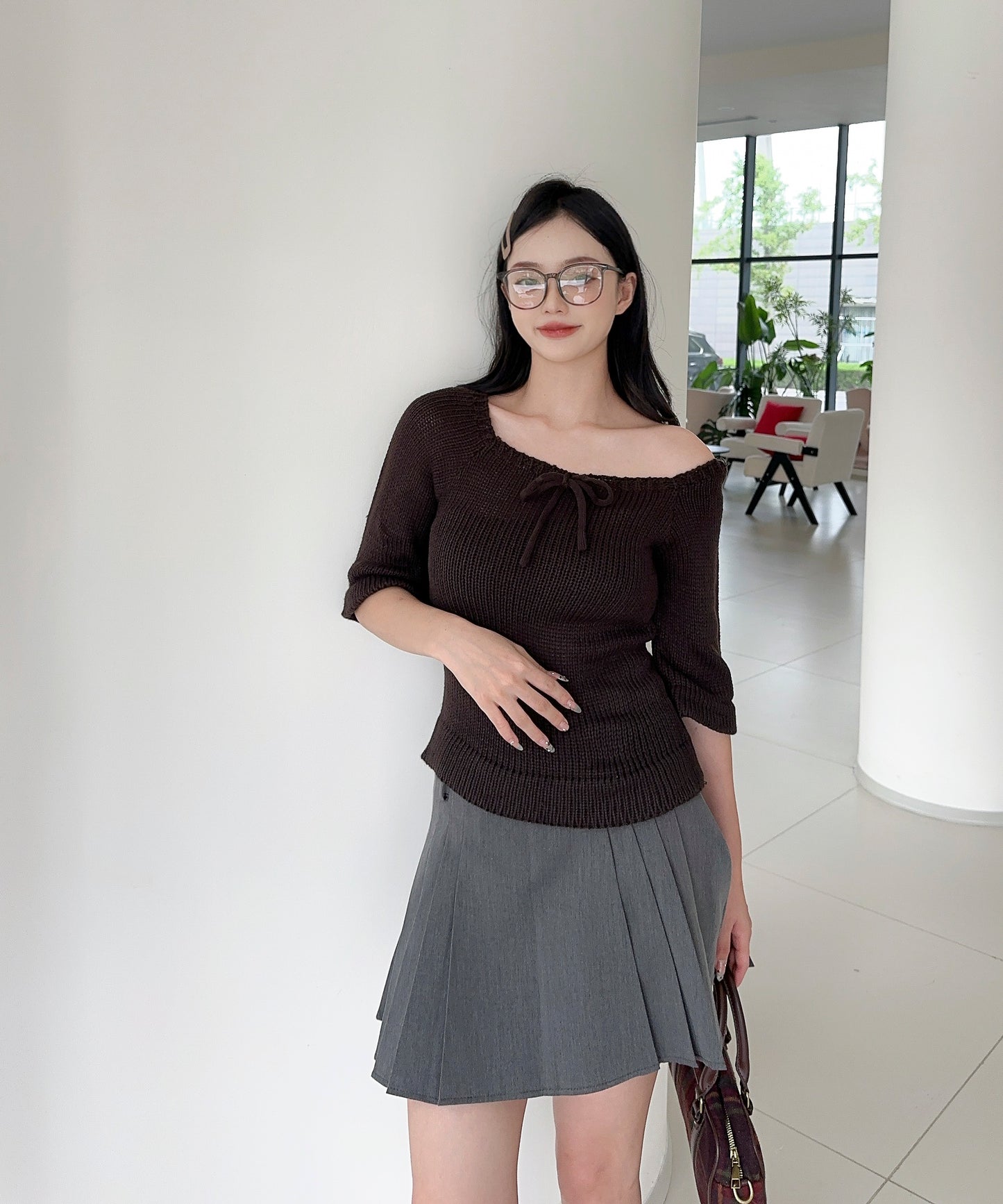 【Jasmine】2WAYフロントリボンニットプルオーバー