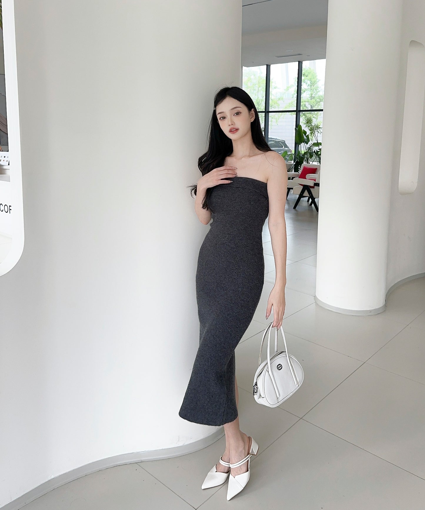 【Jasmine】ニットチューブワンピース＋ロングカーディガン