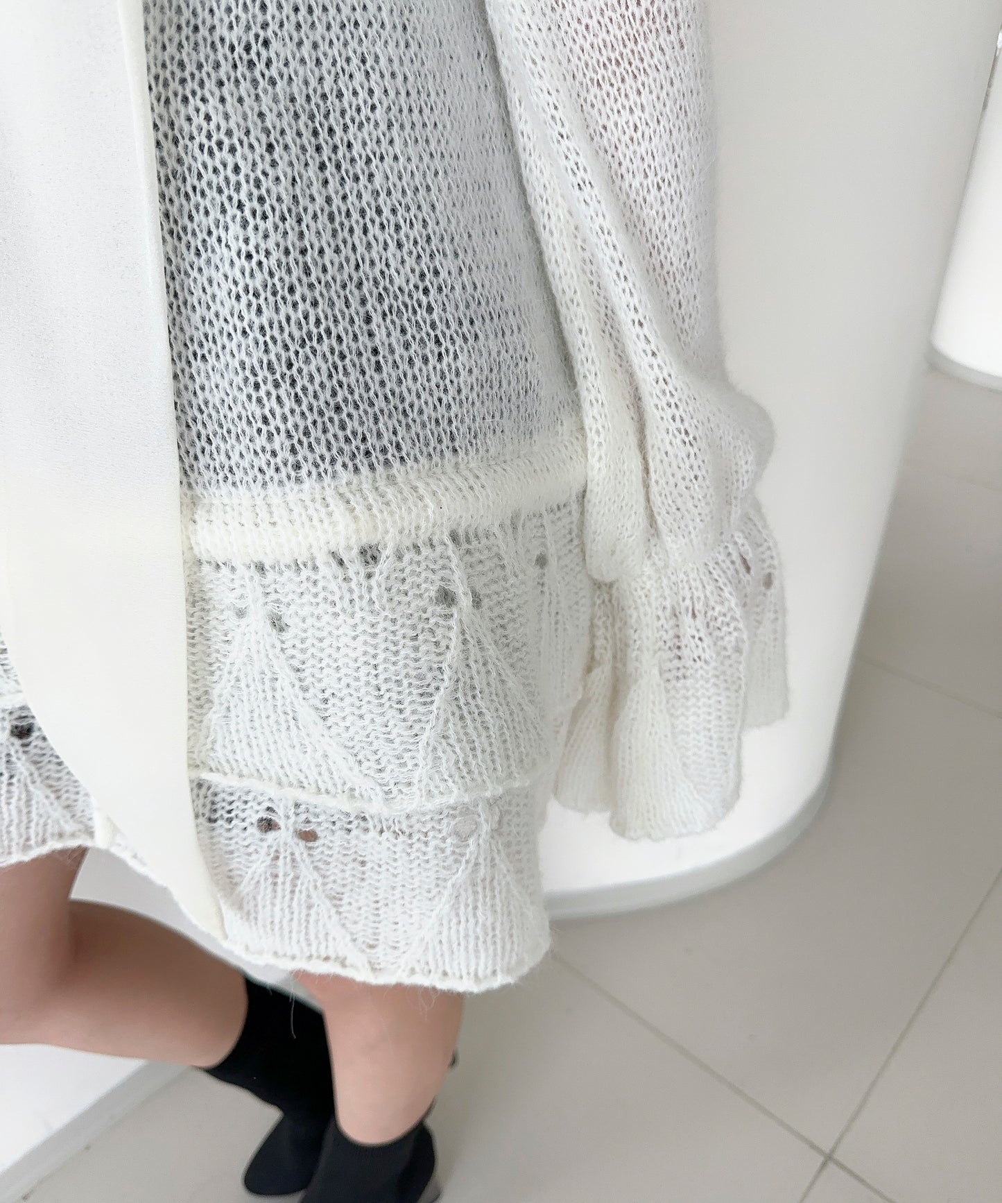 【Jasmine】ワンショルフロントリボンニットワンピース