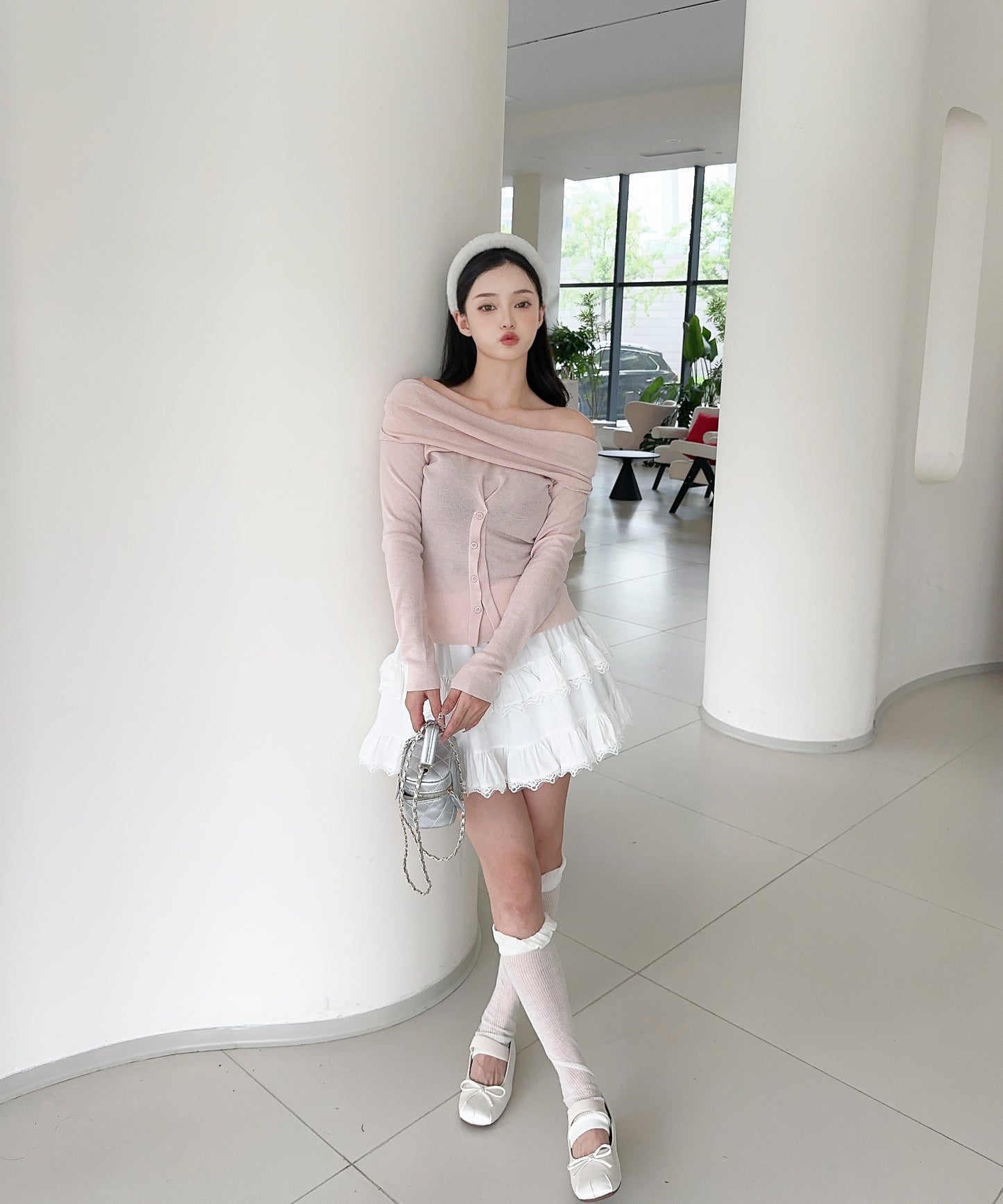 【Jasmine】2WAYフロントボタンデザインニットプルオーバー