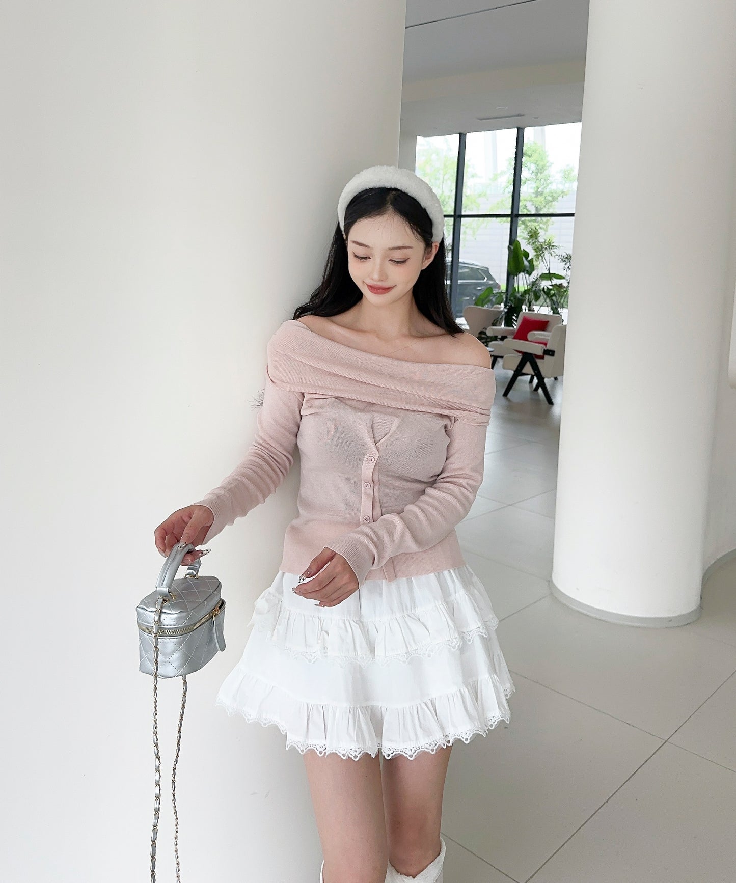 【Jasmine】2WAYフロントボタンデザインニットプルオーバー