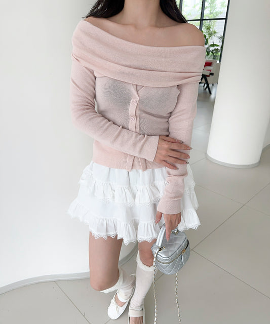 【Jasmine】2WAYフロントボタンデザインニットプルオーバー