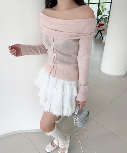 【Jasmine】2WAYフロントボタンデザインニットプルオーバー