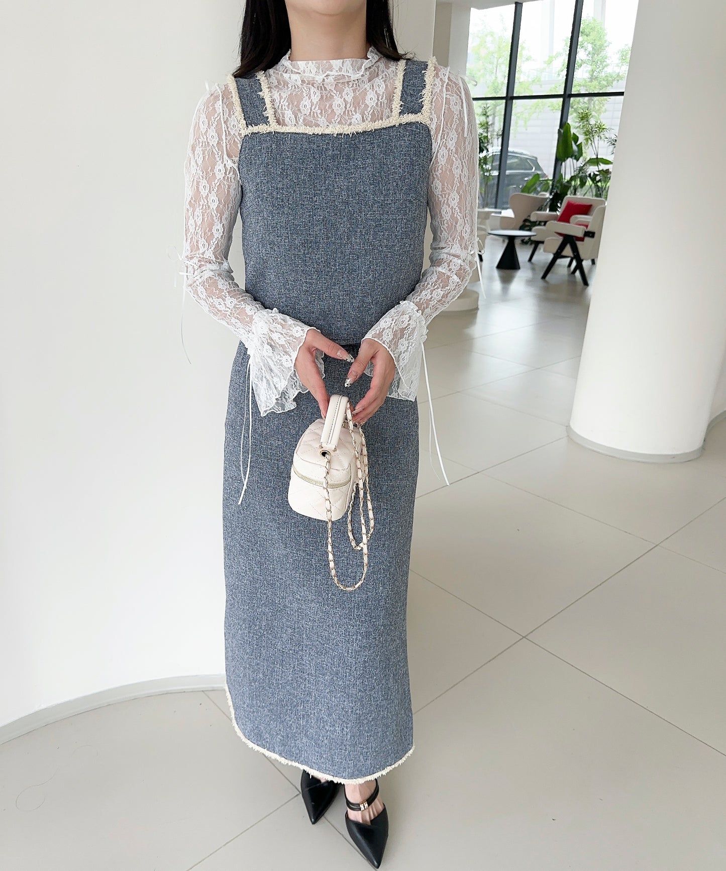 【Jasmine】ツイード調キャミソール＋ロングスカート