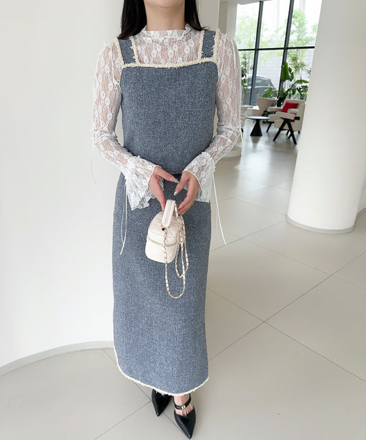 【Jasmine】ツイード調キャミソール＋ロングスカート