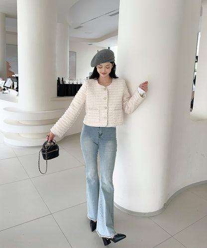 【Jasmine】フリンジノーカラージャケット