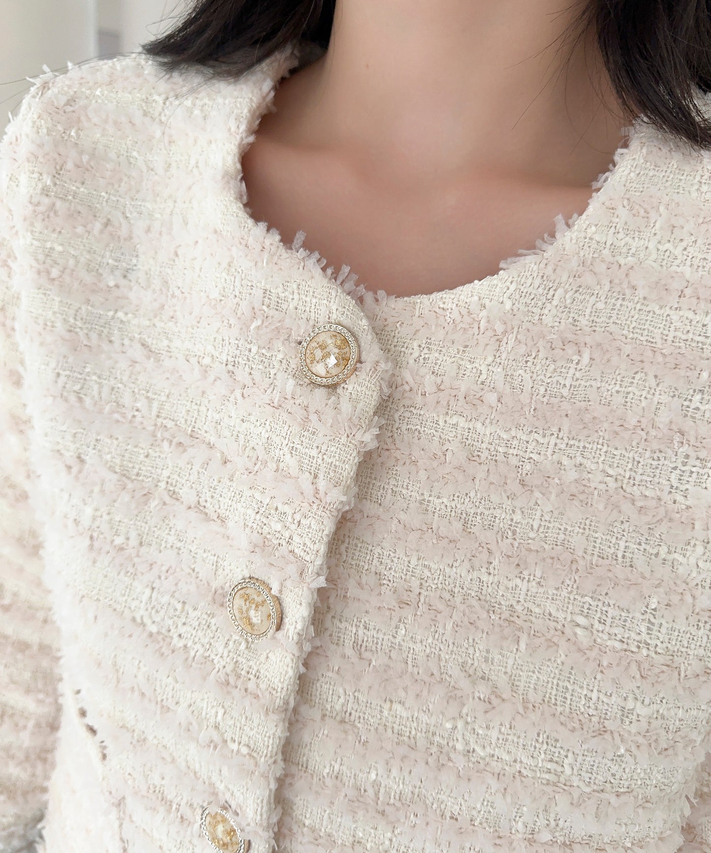 【Jasmine】フリンジノーカラージャケット