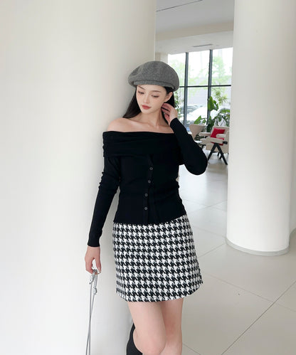 【Jasmine】2WAYフロントボタンデザインニットプルオーバー