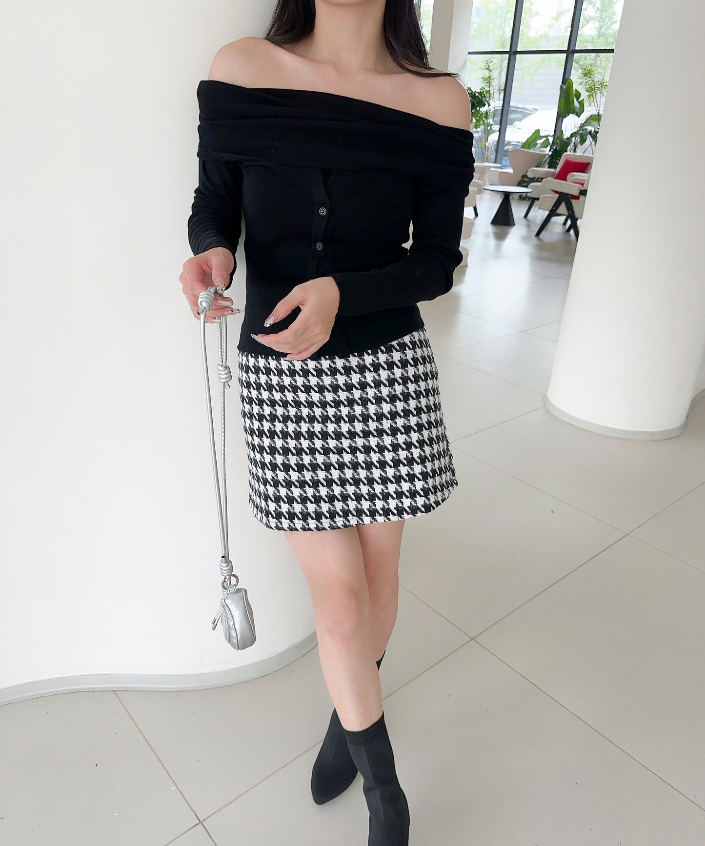 【Jasmine】2WAYフロントボタンデザインニットプルオーバー