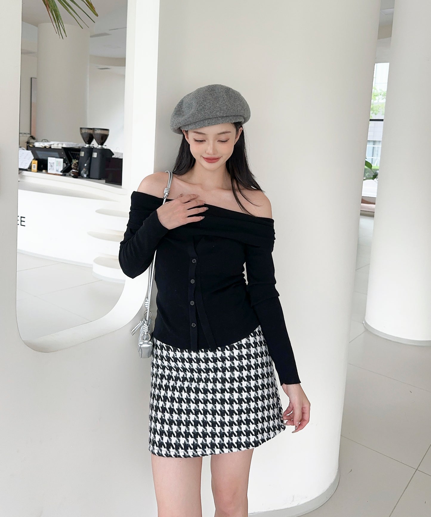 【Jasmine】2WAYフロントボタンデザインニットプルオーバー