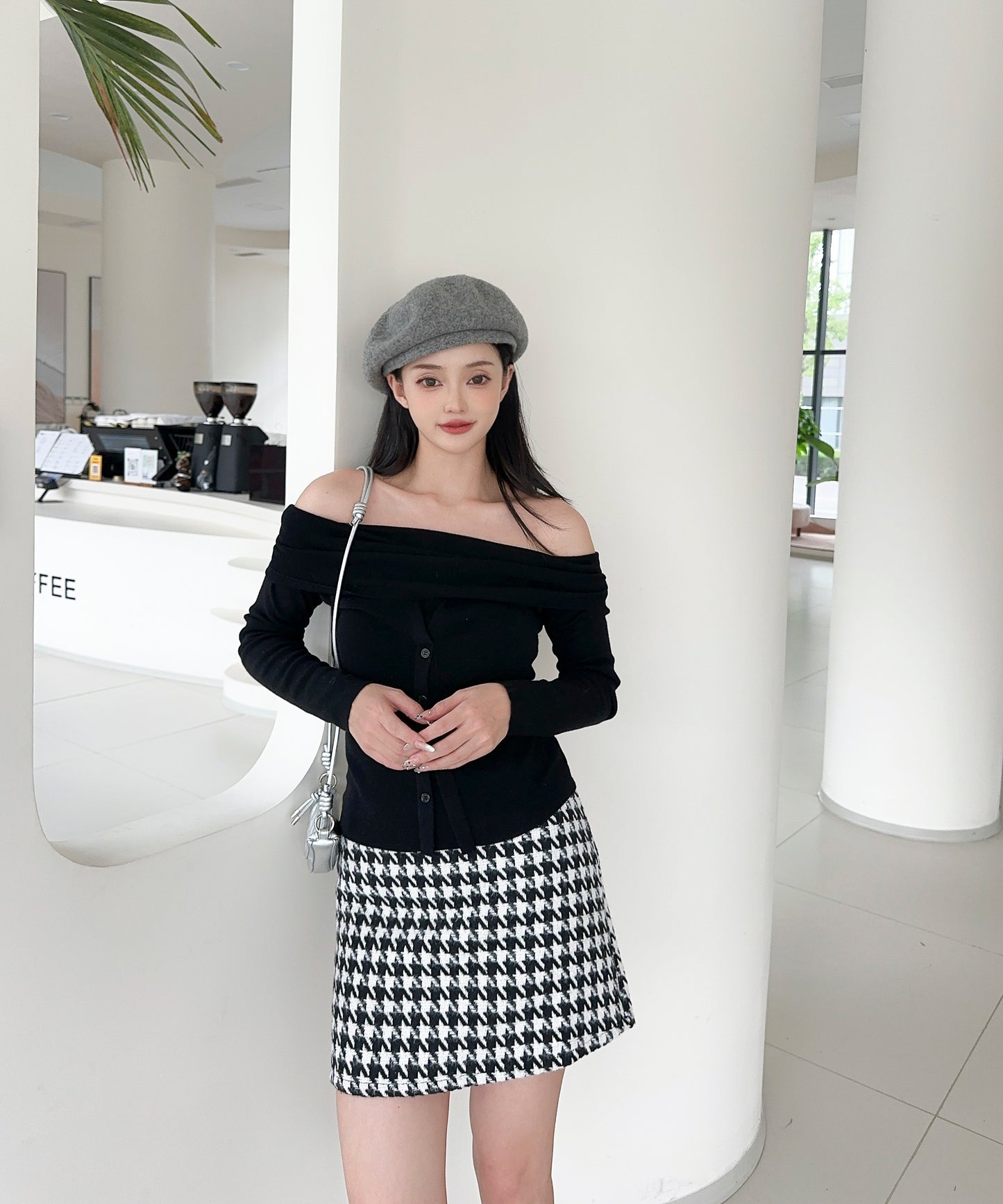 【Jasmine】2WAYフロントボタンデザインニットプルオーバー