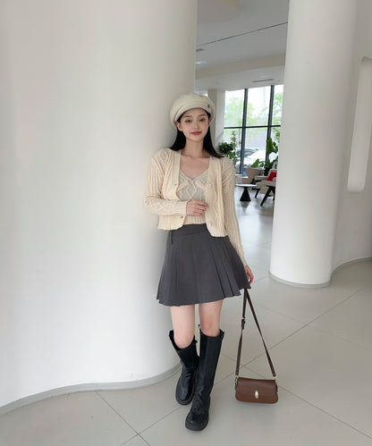 【Jasmine】ケーブル編みニットカーディガン+ニットキャミソール