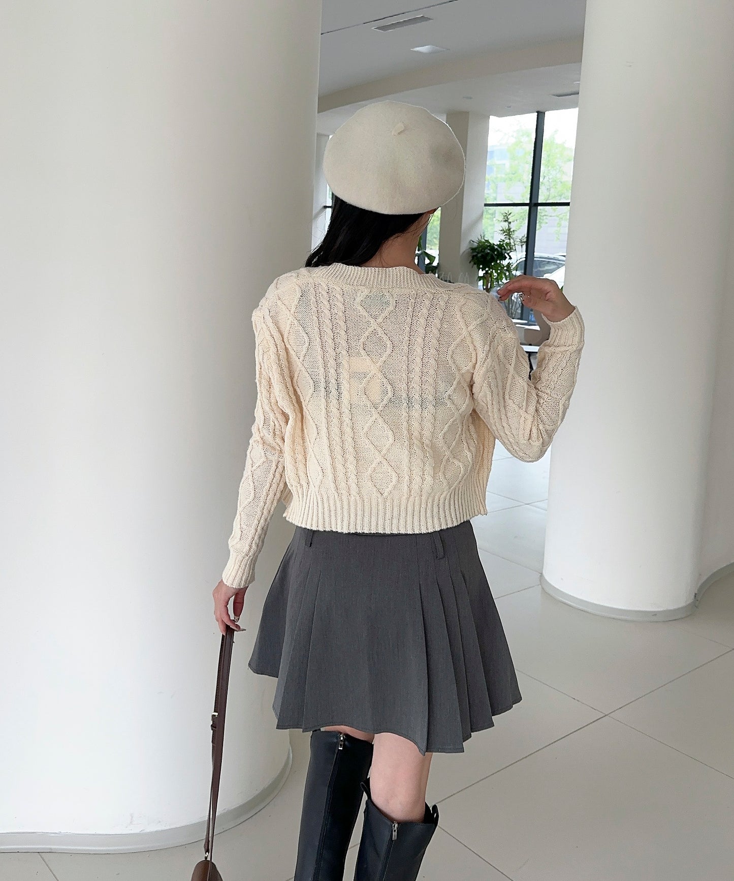 【Jasmine】ケーブル編みニットカーディガン+ニットキャミソール