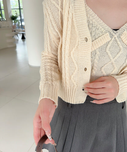 【Jasmine】ケーブル編みニットカーディガン+ニットキャミソール