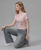 HOOK for girls 胸元デザイン × ハートスタッズプリント　クロップド 半袖 Tシャツ