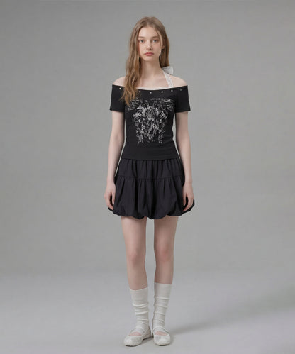 HOOK for girls レースレイヤード風 × グラフィック コンパクトT