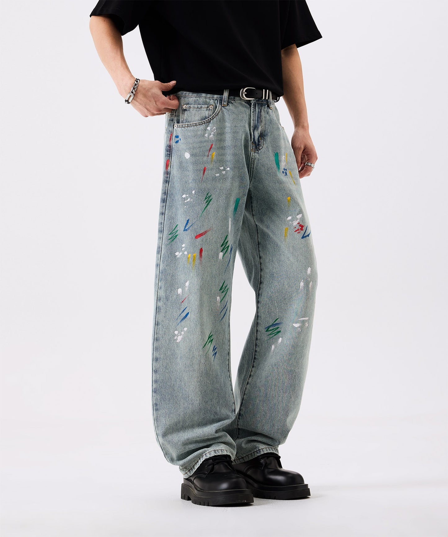 HOOK ペイントスプラッシュ デニムパンツ
