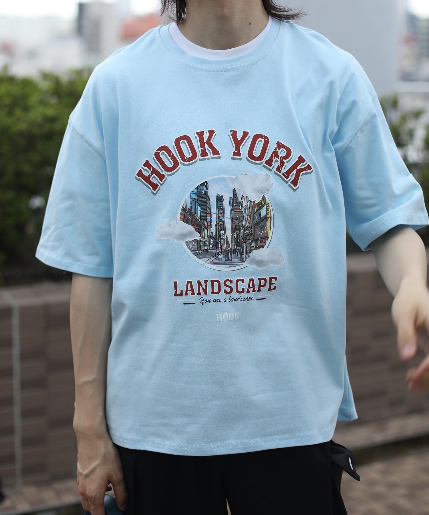 [HOOK -original-] Old clothes style urban pattern damage print short sleeve TEE