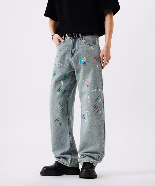 HOOK ペイントスプラッシュ デニムパンツ
