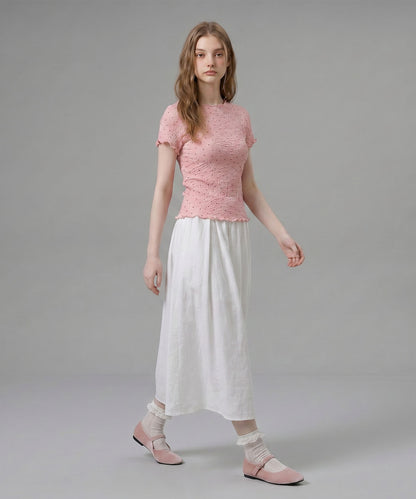 HOOK for girls バブルシフォン総柄クロップドトップス