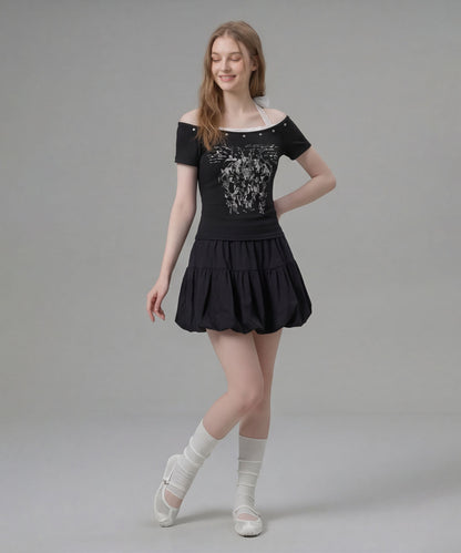 HOOK for girls レースレイヤード風 × グラフィック コンパクトT