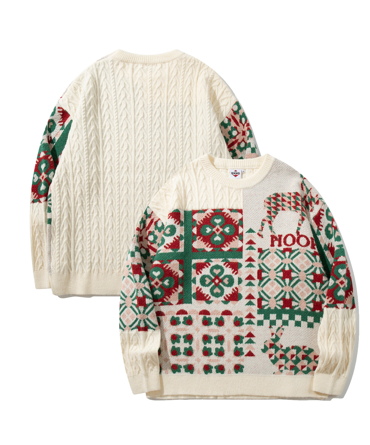 HOOK -original-] Nordic pattern patchwork style knit – 《公式 