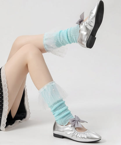 HOOK for girls くしゅくしゅ シアーニット レッグウォーマー コットン 春夏 バレエコア