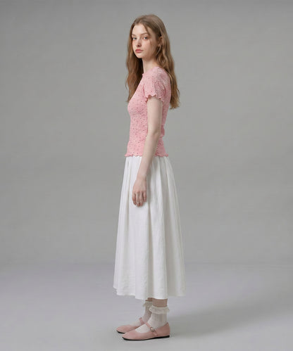 HOOK for girls バブルシフォン総柄クロップドトップス