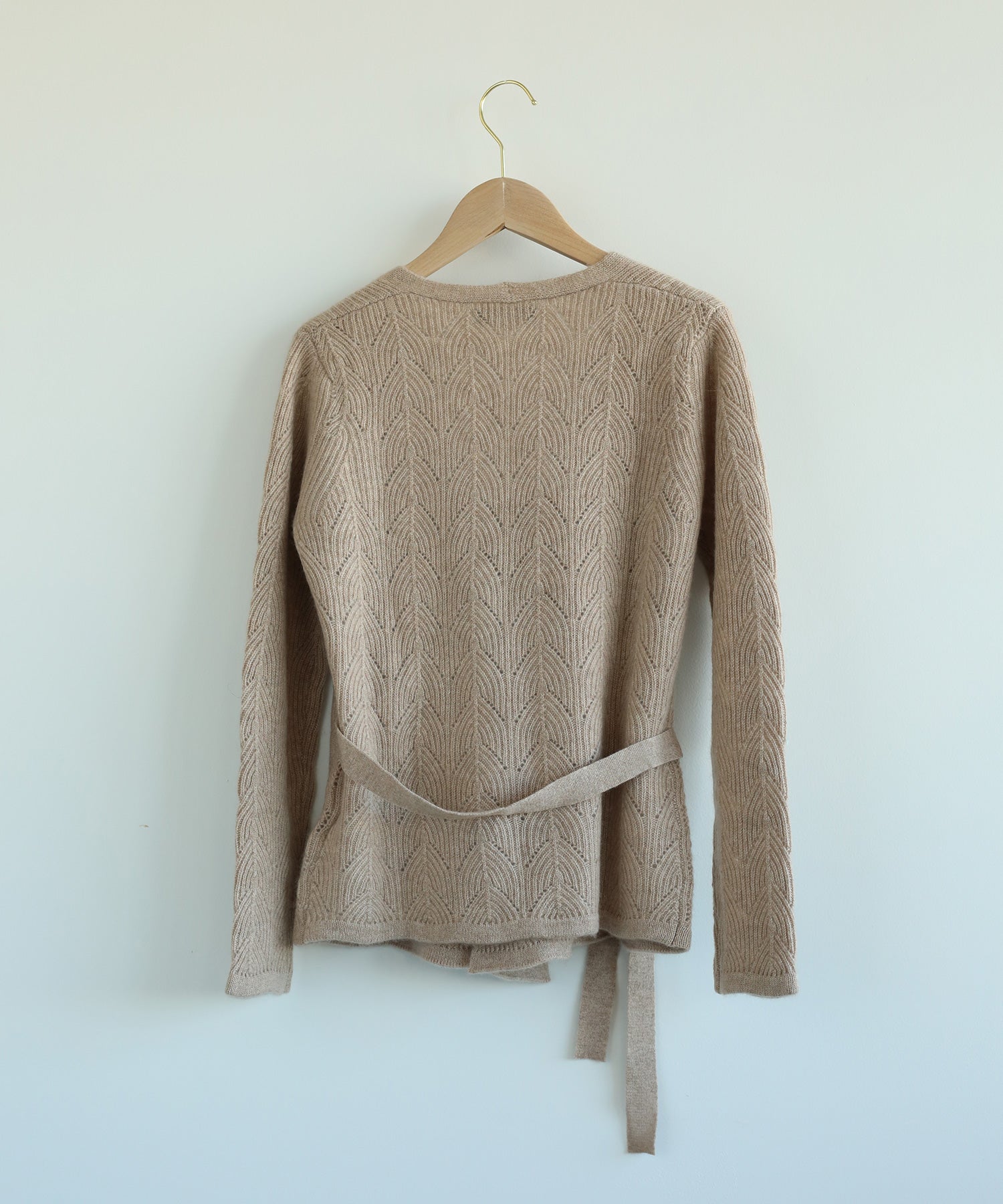 [DECADE CLASSIC] 100% cashmere leaf pattern cardigan