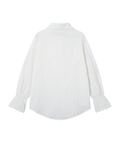 HOOK for girls　レースストライプシアー長袖ブラウス