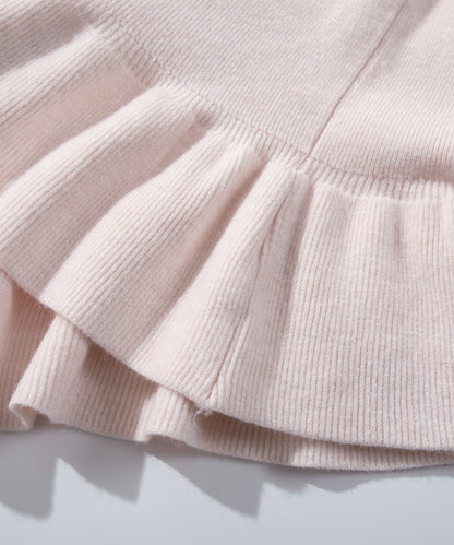 HOOK for girls レースハートプリントリボン付きペプラムニットプルオーバー
