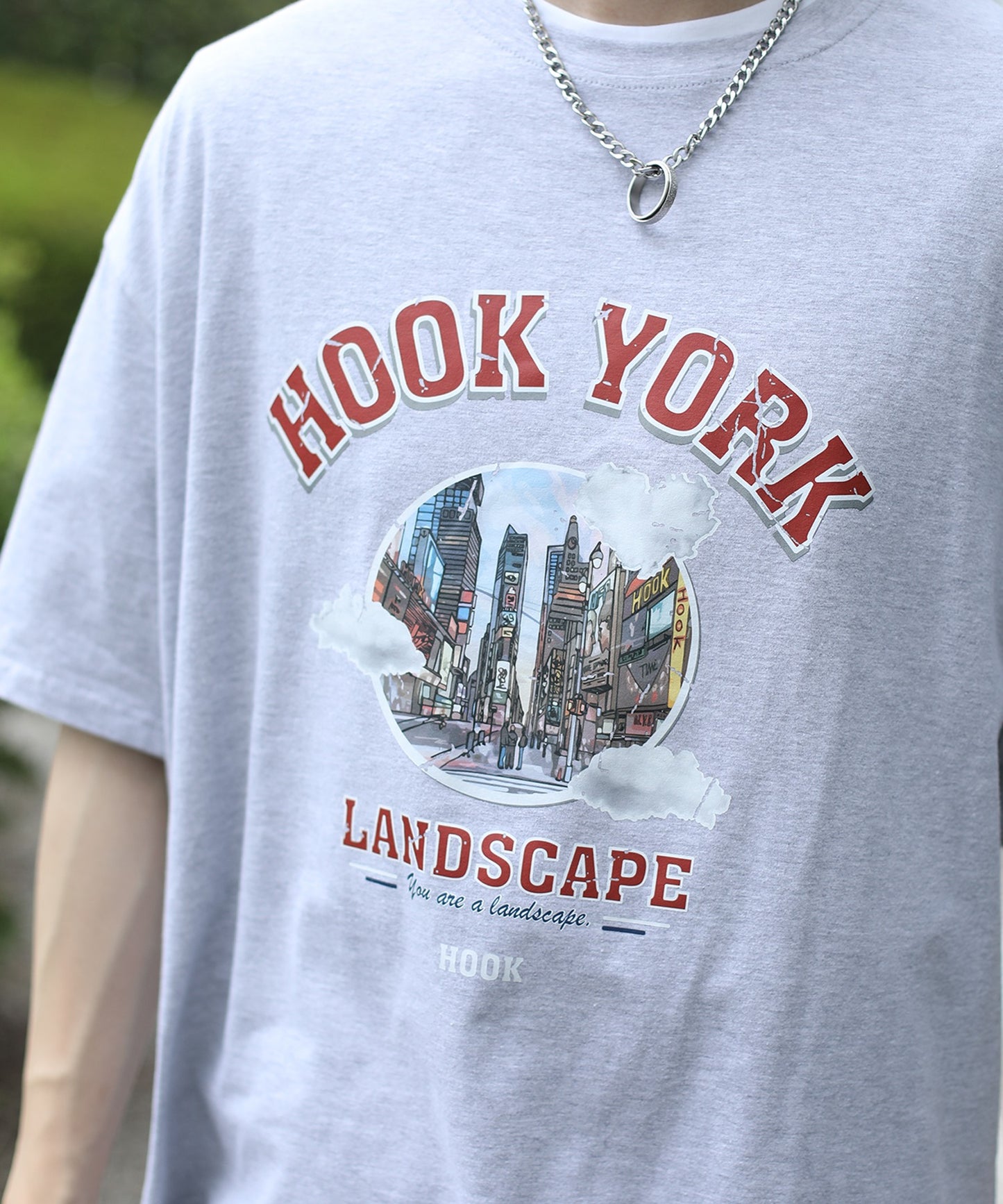 [HOOK -original-] Old clothes style urban pattern damage print short sleeve TEE