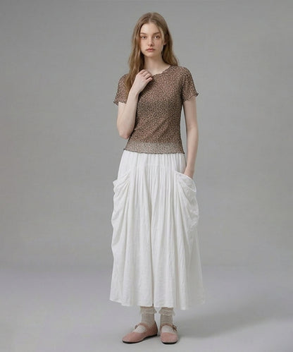 HOOK for girls バブルシフォン総柄クロップドトップス