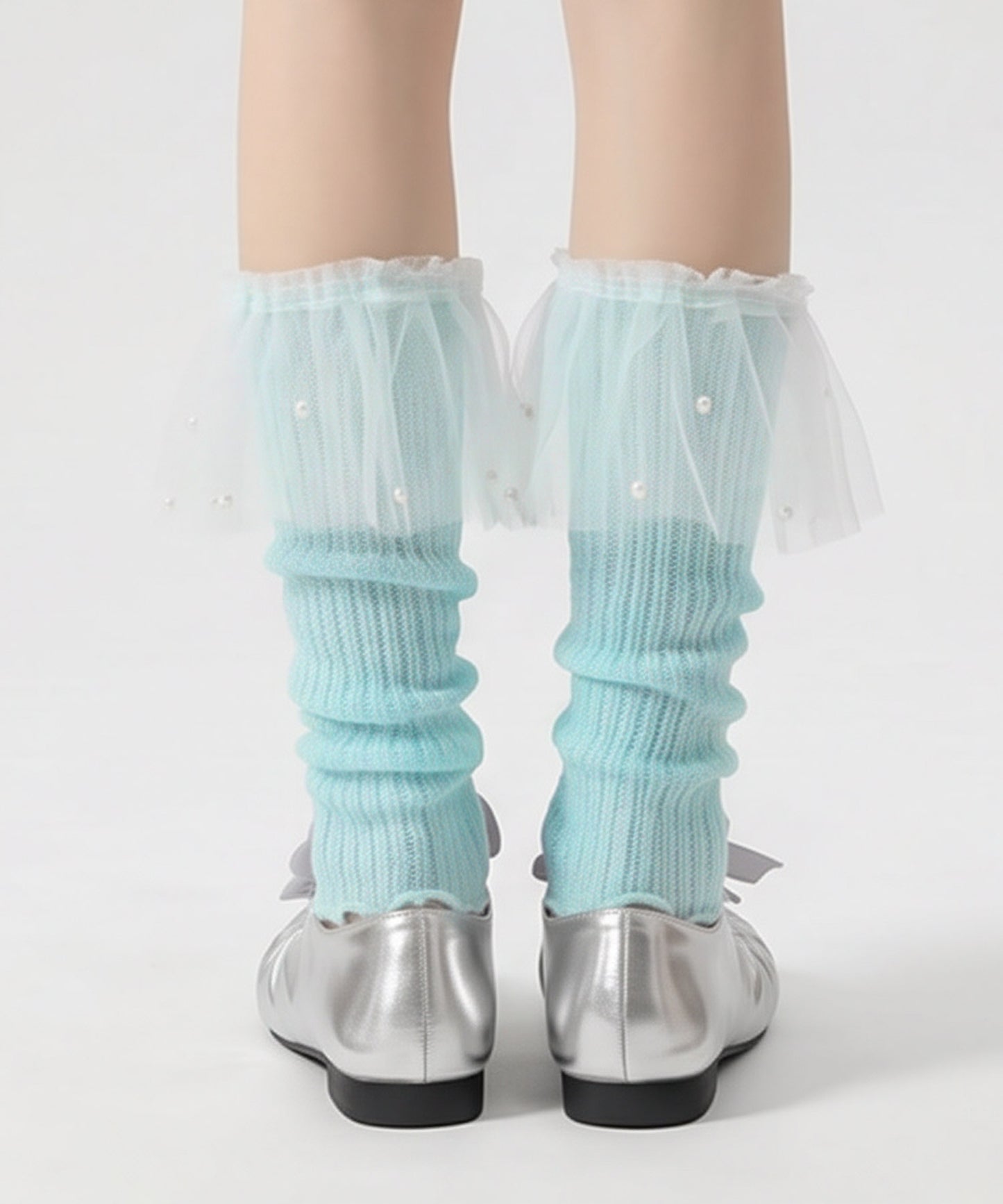 HOOK for girls くしゅくしゅ シアーニット レッグウォーマー コットン 春夏 バレエコア
