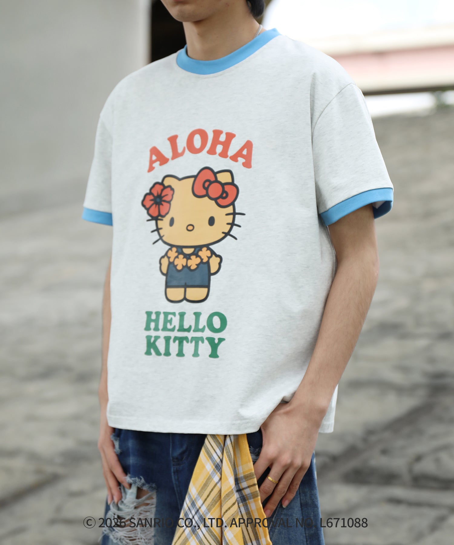 HOOK -original-　サンリオキャラクターズ コラボ バイカラープリントリンガーTシャツ