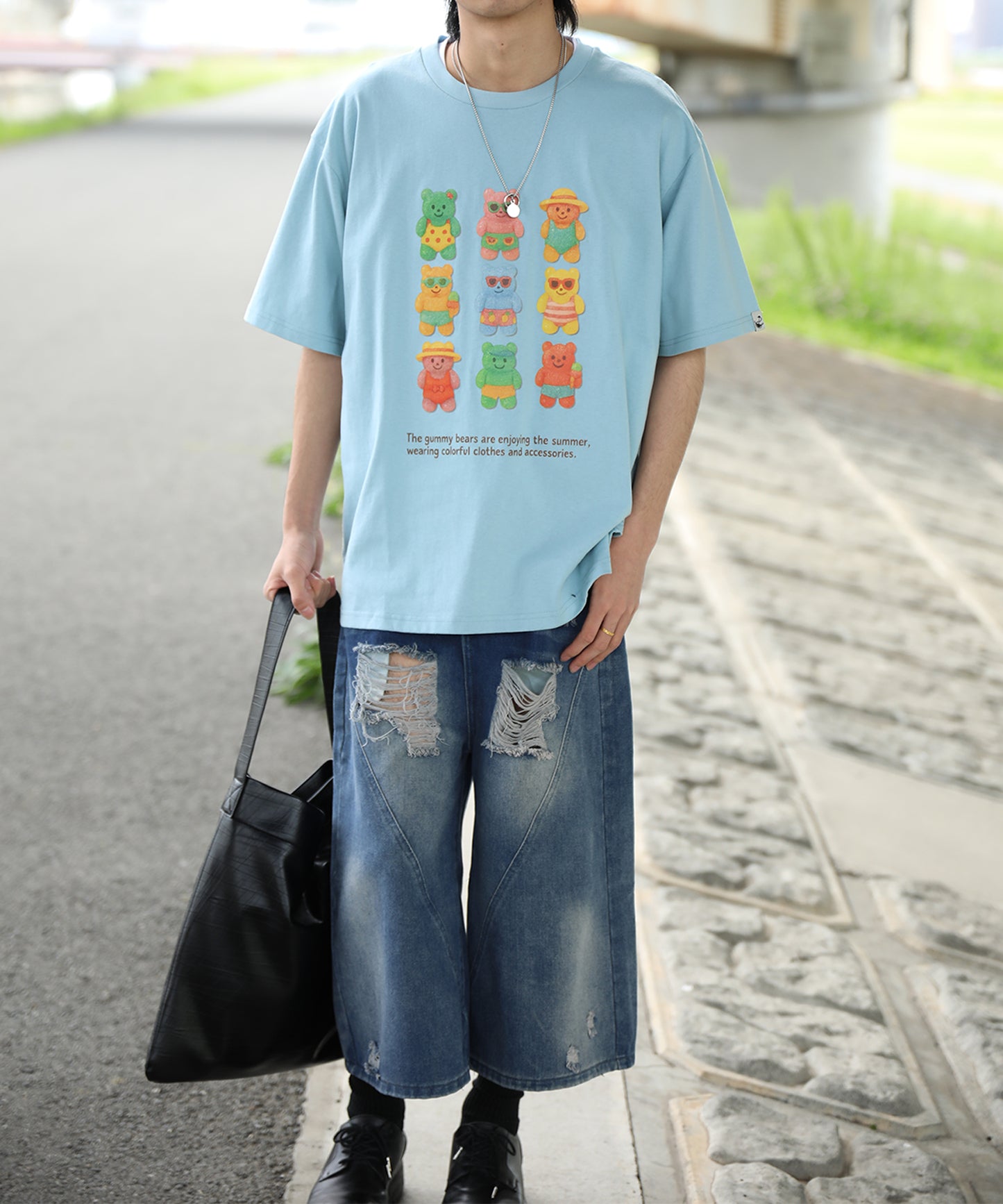 HOOK -original-　ベアグミプリント ビッグシルエットTシャツ