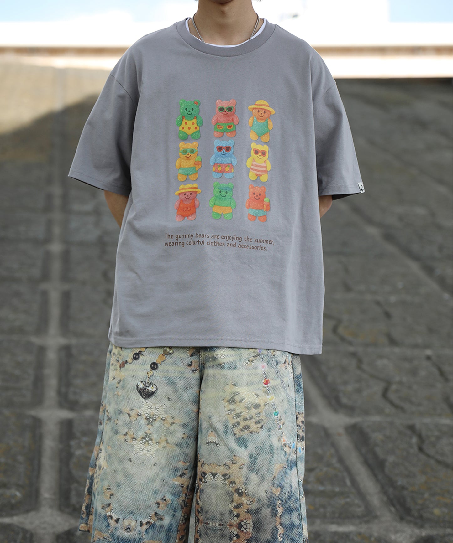 HOOK -original-　ベアグミプリント ビッグシルエットTシャツ