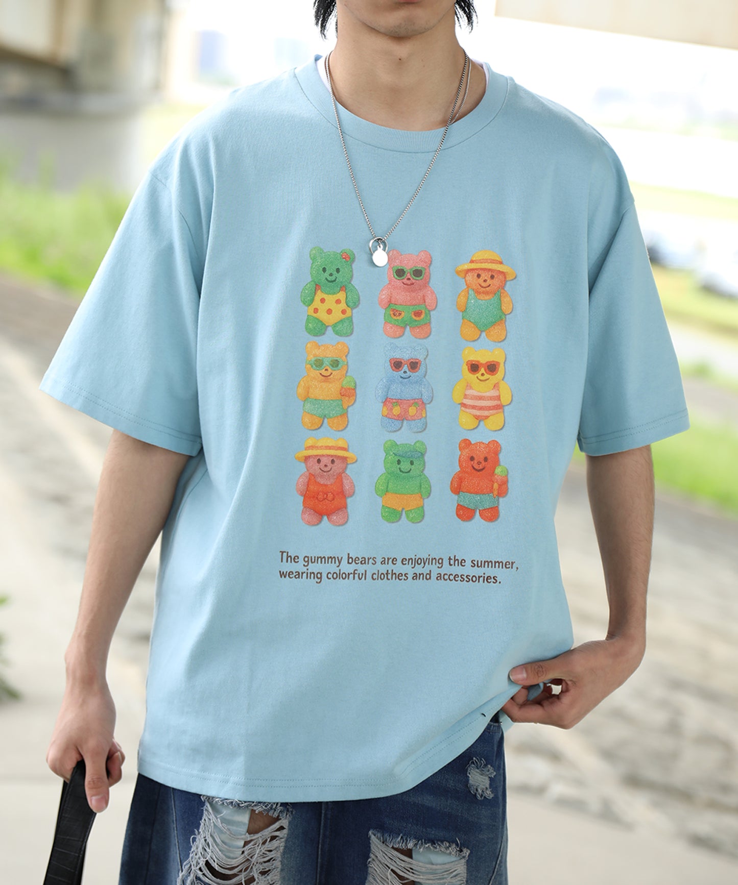 HOOK -original-　ベアグミプリント ビッグシルエットTシャツ