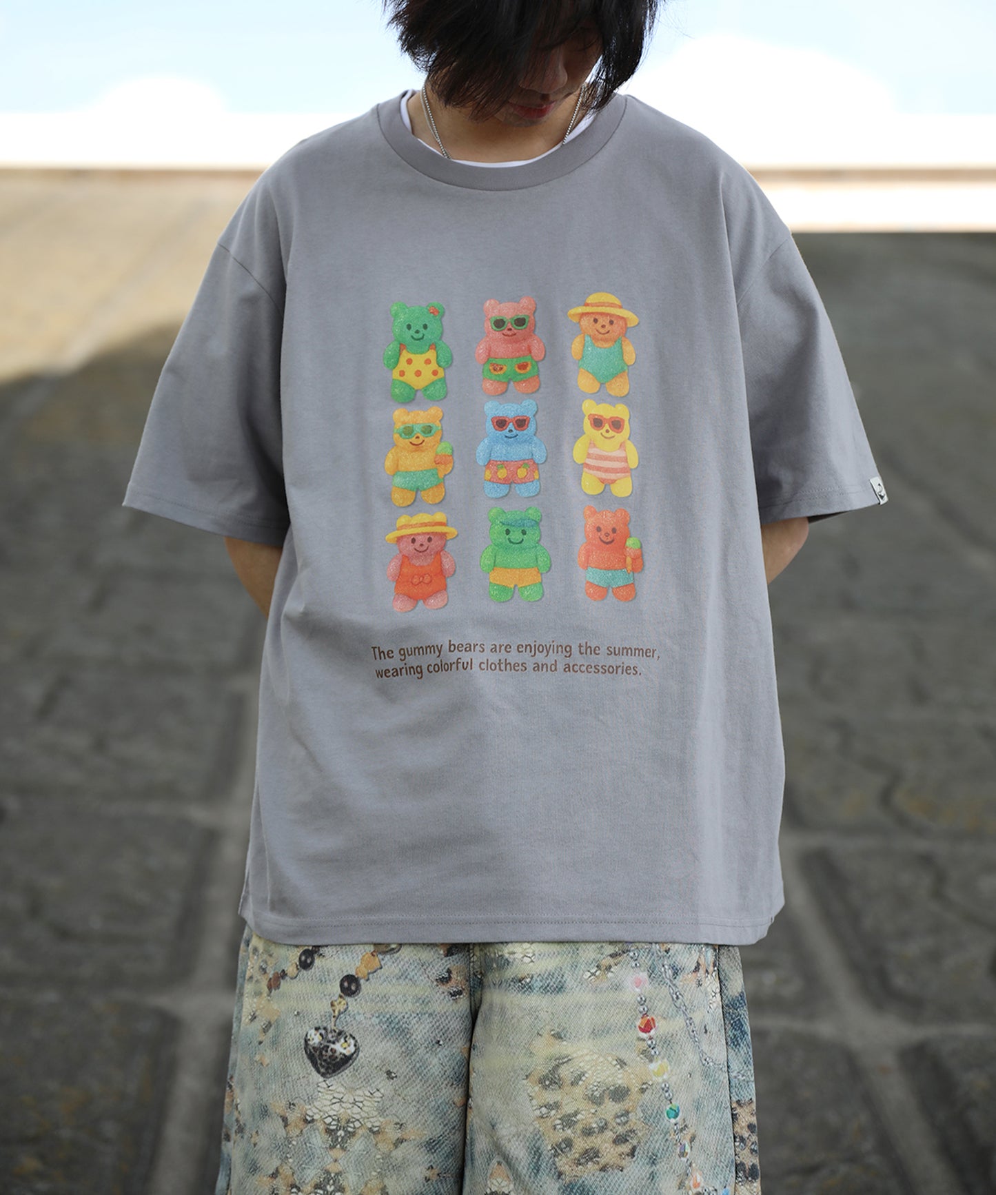 HOOK -original-　ベアグミプリント ビッグシルエットTシャツ