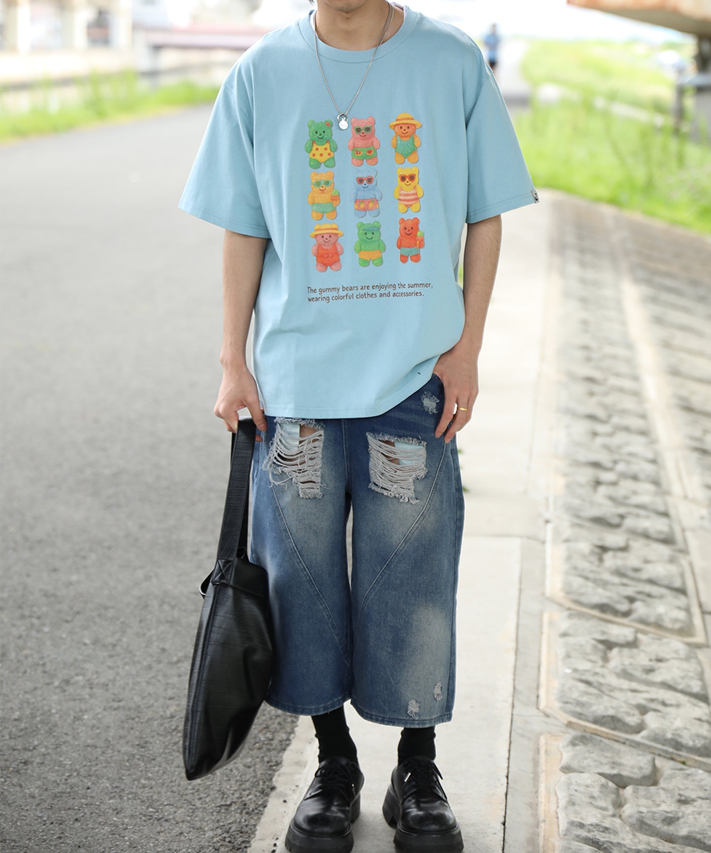 HOOK -original-　ベアグミプリント ビッグシルエットTシャツ
