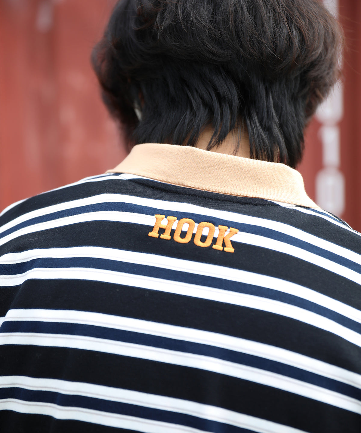 HOOK -original-　サンリオキャラクターズ コラボ ポロ襟マルチボーダー長袖Tシャツ