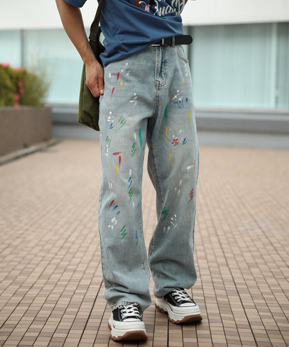 HOOK ペイントスプラッシュ デニムパンツ