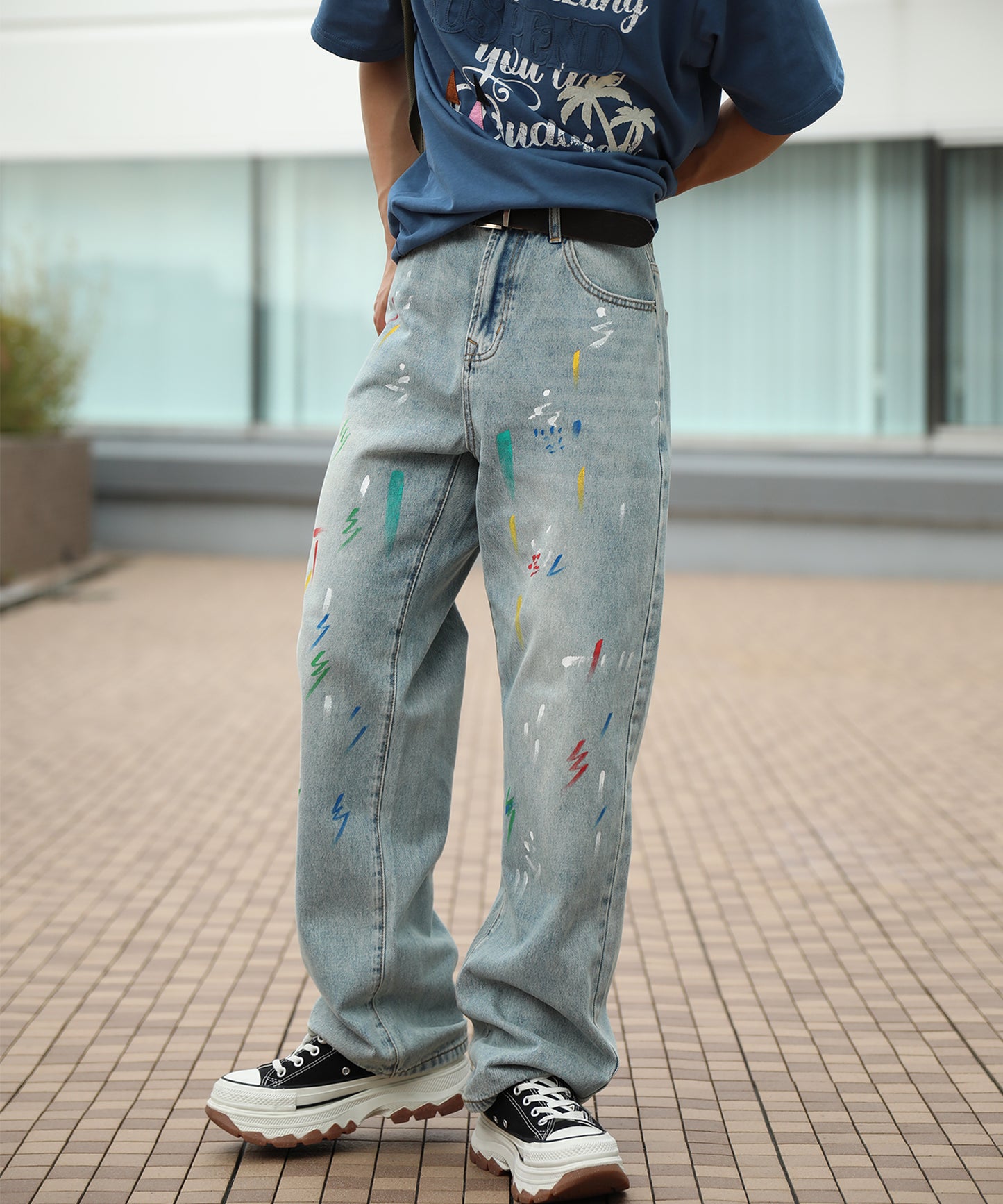 HOOK ペイントスプラッシュ デニムパンツ