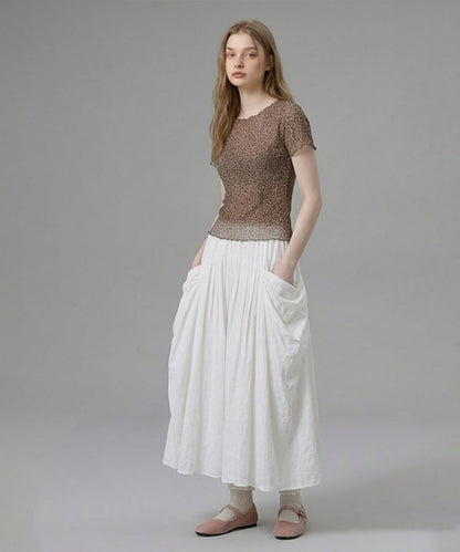 HOOK for girls バブルシフォン総柄クロップドトップス