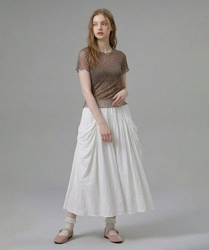 HOOK for girls バブルシフォン総柄クロップドトップス